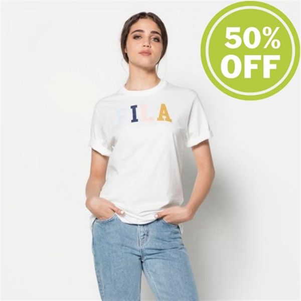 Camisetas Manga Corta Fila Mujer Blancas - Taylor Essential Logo Tee Wmn With Crew Neck - España 192